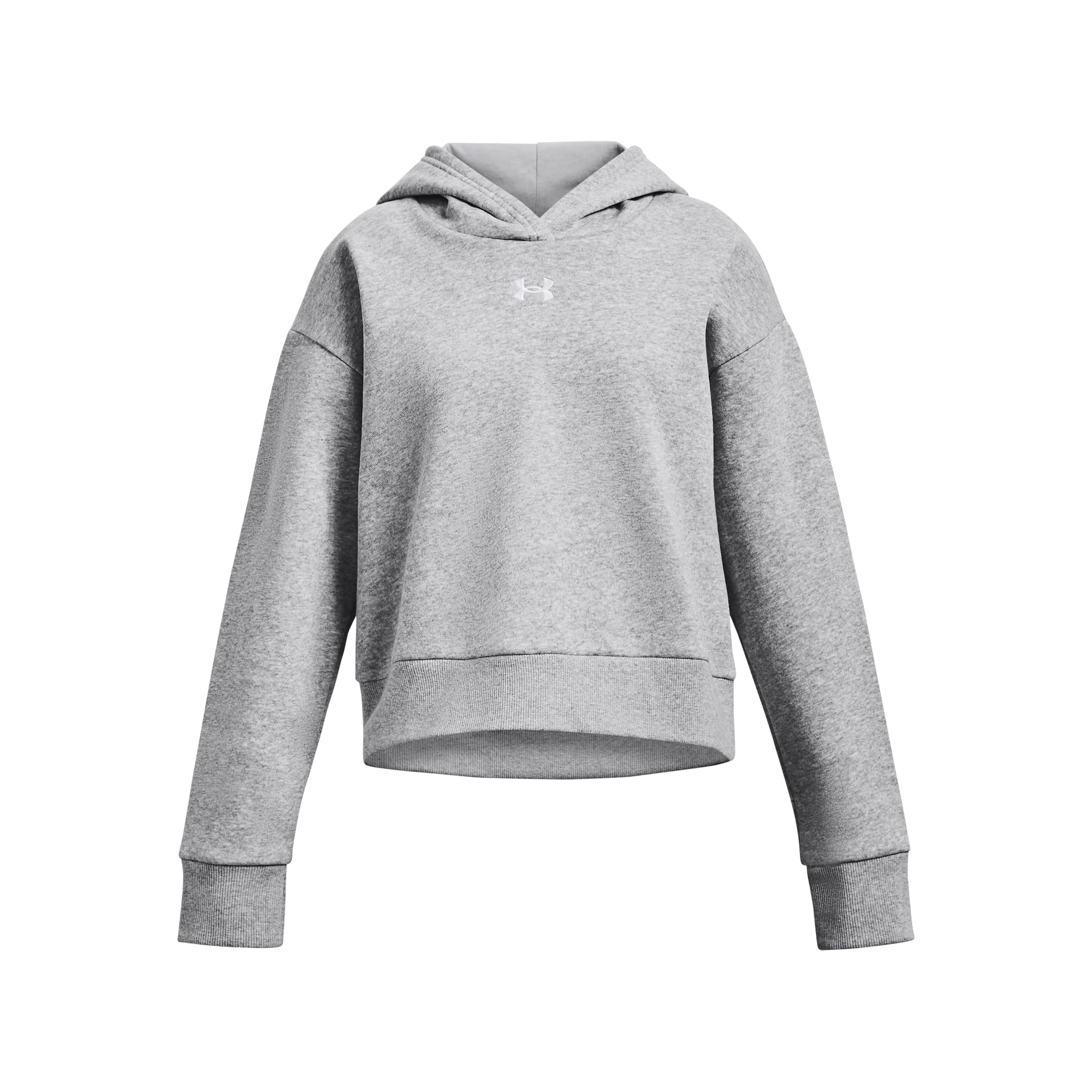 Under Armour Girls Grey Ua Rival Fleece Crop Hoodie Hoody in Size 6, Sports Direct