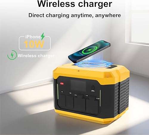 Miniatura 6 de FY Banco de energía solar, estación de energía portátil de 500 W, generador solar con salidas de CApuertos USB, luz de emergencia, carga inalámbrica