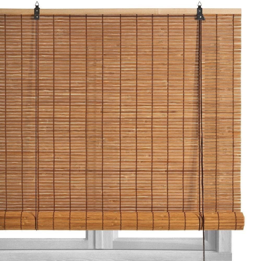 LOLAhome - Estor Enrollable de Bambú Color Natural Tostado de 90 x 180 cm. Persiana de Estilo rústico para Dar Sombra, Protección Solar y Escurecer Puertas o Ventanas