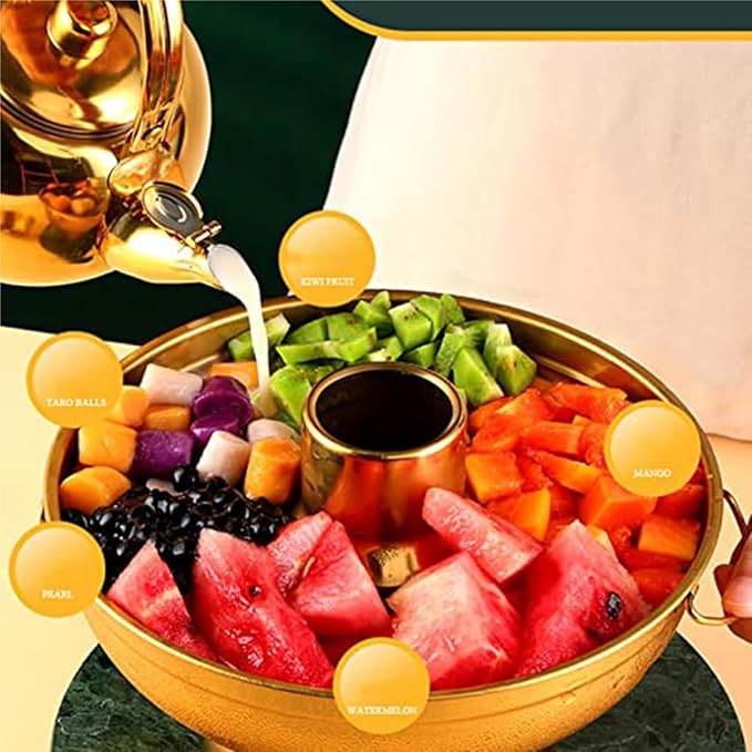 Olla Hot Pot de Acero Inoxidable Dorada 18cm para Fuego con Carbón miniatura 2