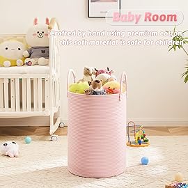 Artfeel Laundry Basket,Woven Cotton Rope Laundry Hamper,100L for Decorative Storage of Dirty Clothes,Toys and Blankets in Bathroom,Baby Room and Living Room