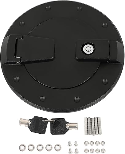 Miniatura 7 de KUAFU Puerta de combustible con bloqueo compatible con Hummer H2 SUV SUT 2003-2009 Reemplazo para tapa de tanque de gasolina 15903412 aluminio