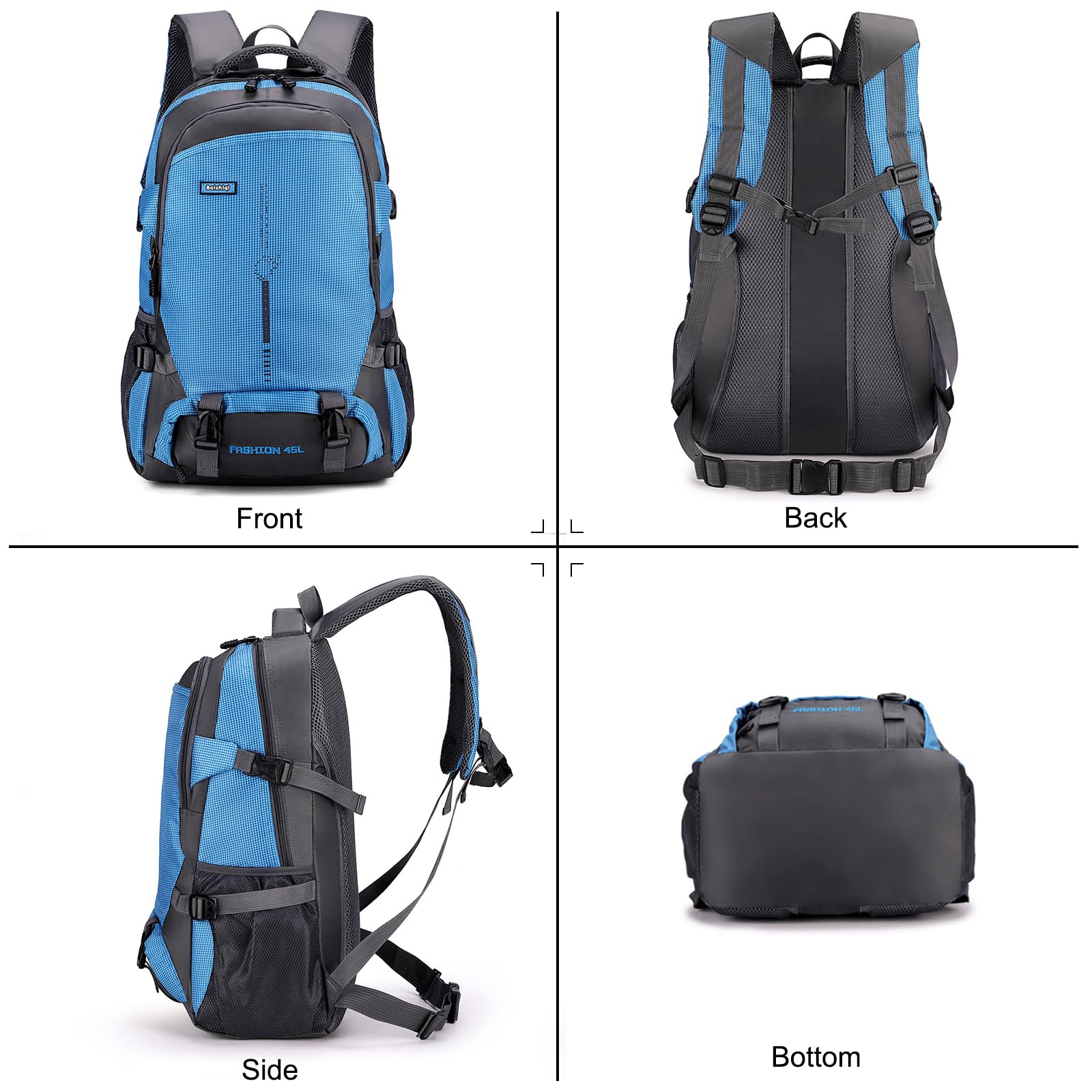 Zaino da Trekking Impermeabile Zaino 45L Zaini Durevole Backpack per Donna Uomo Campeggio Arrampicata Viaggio Sport Nero