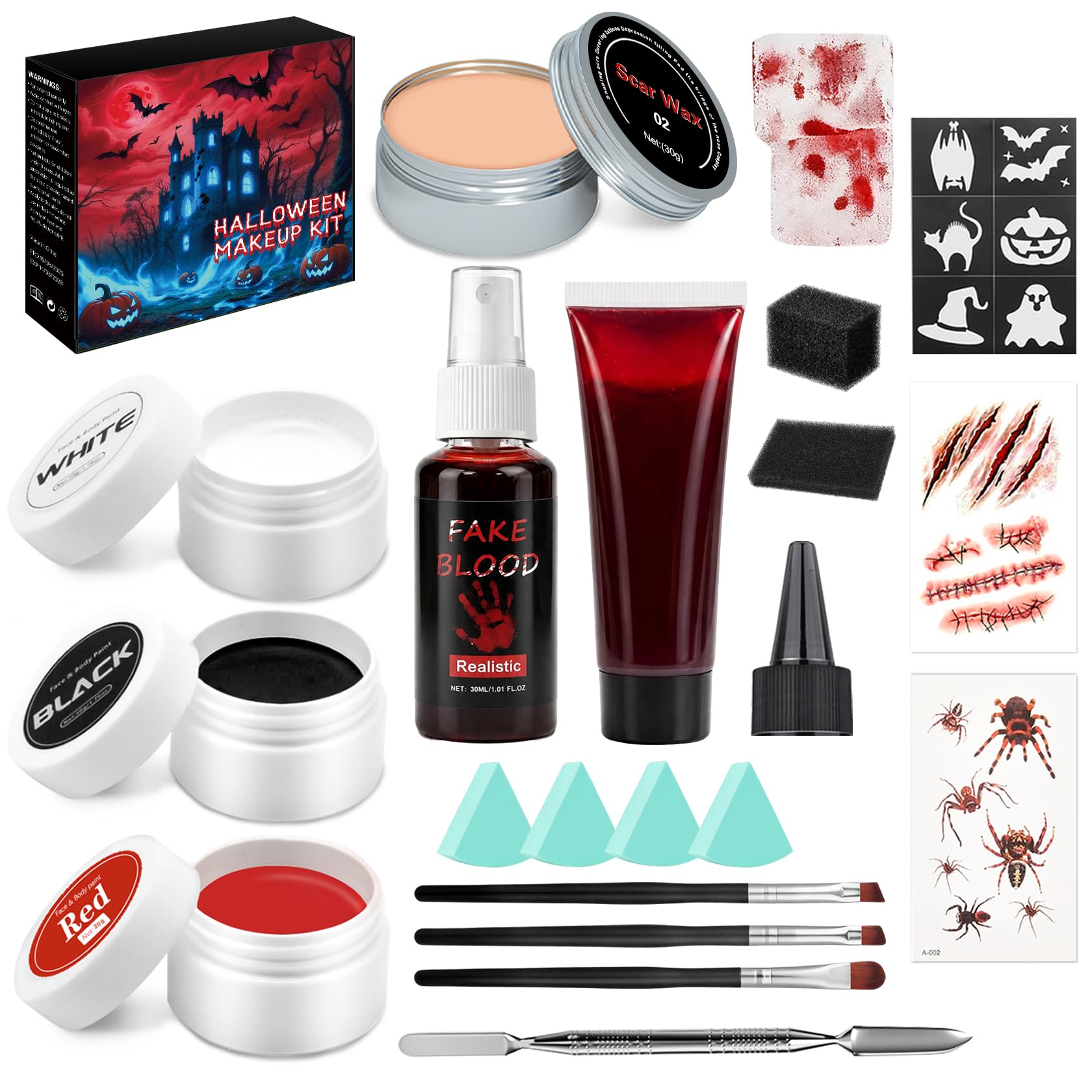 Special Effects Makeup Kit,Sfx Clown Makeup Kit for Adults Red Special Effects Makeup Kit