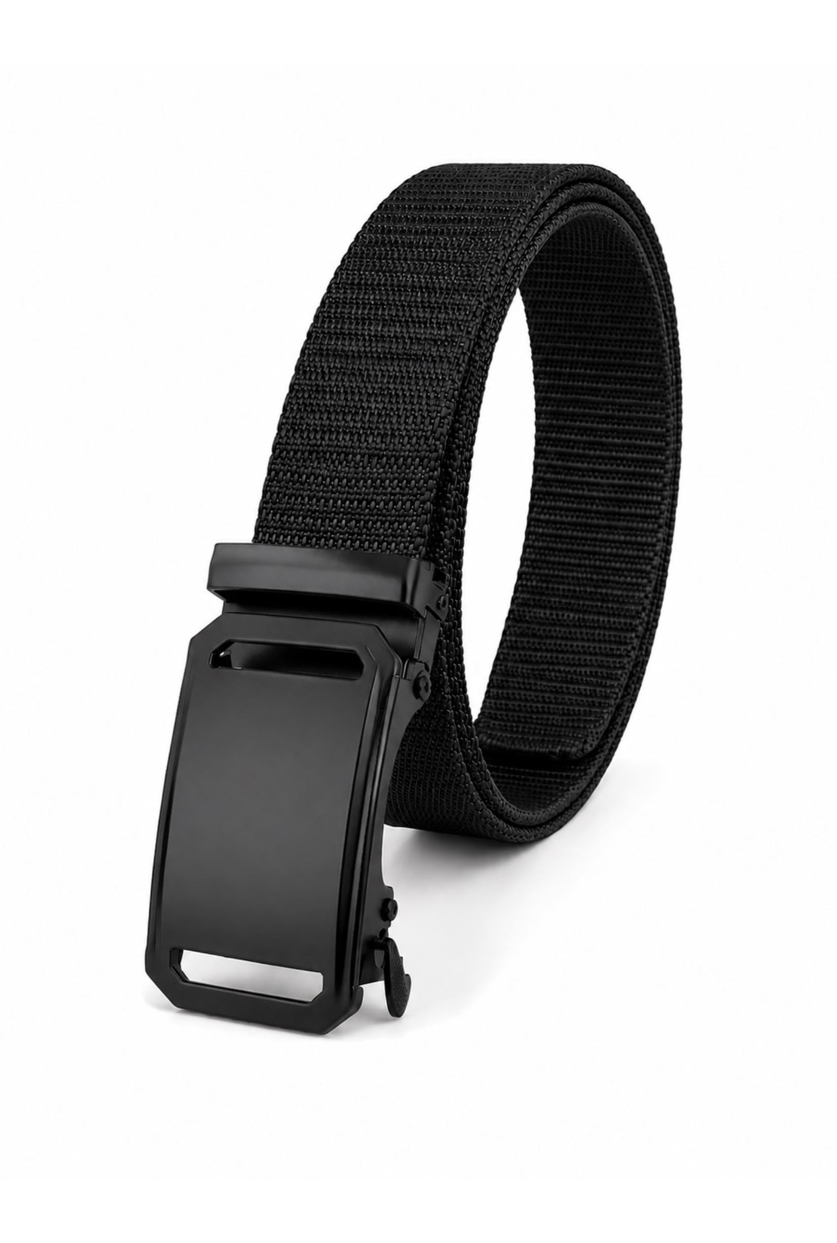 Men's Nylon Canvas Belt with Automatic Metal Buckle, Waterproof & Lightweight Adjustable Waist Strap for Trousers and Jeans, Fits up to 40 Inches Waist, Black/Brown/Blue/Green/Grey/Beige-image-1