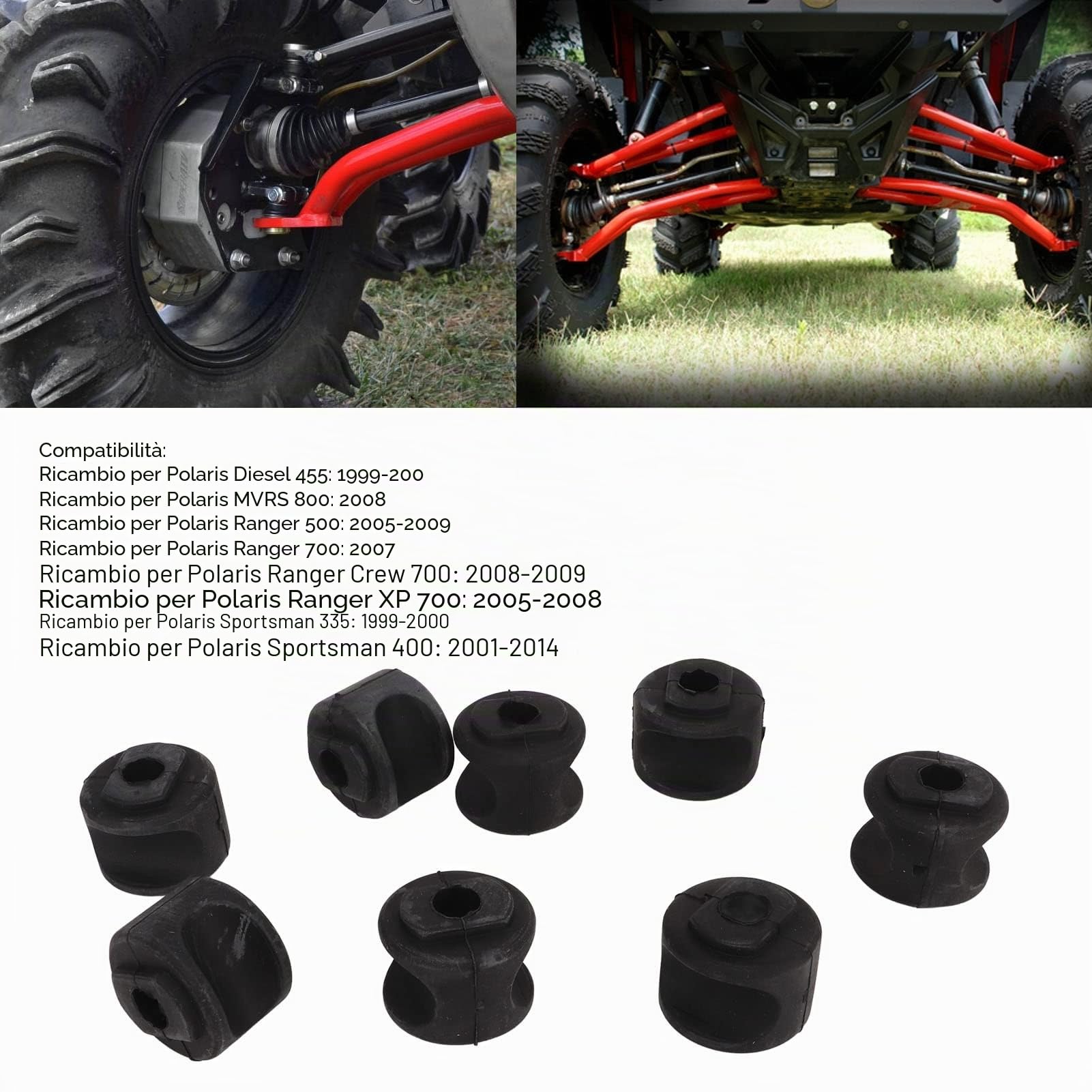 Boccola Stabilizzatore Posteriore in Gomma, 5432598 8PCS Sostituzione Boccola Supporto Stabilizzatore Posteriore per Sportsman 335 400 450 500 570 600 700
