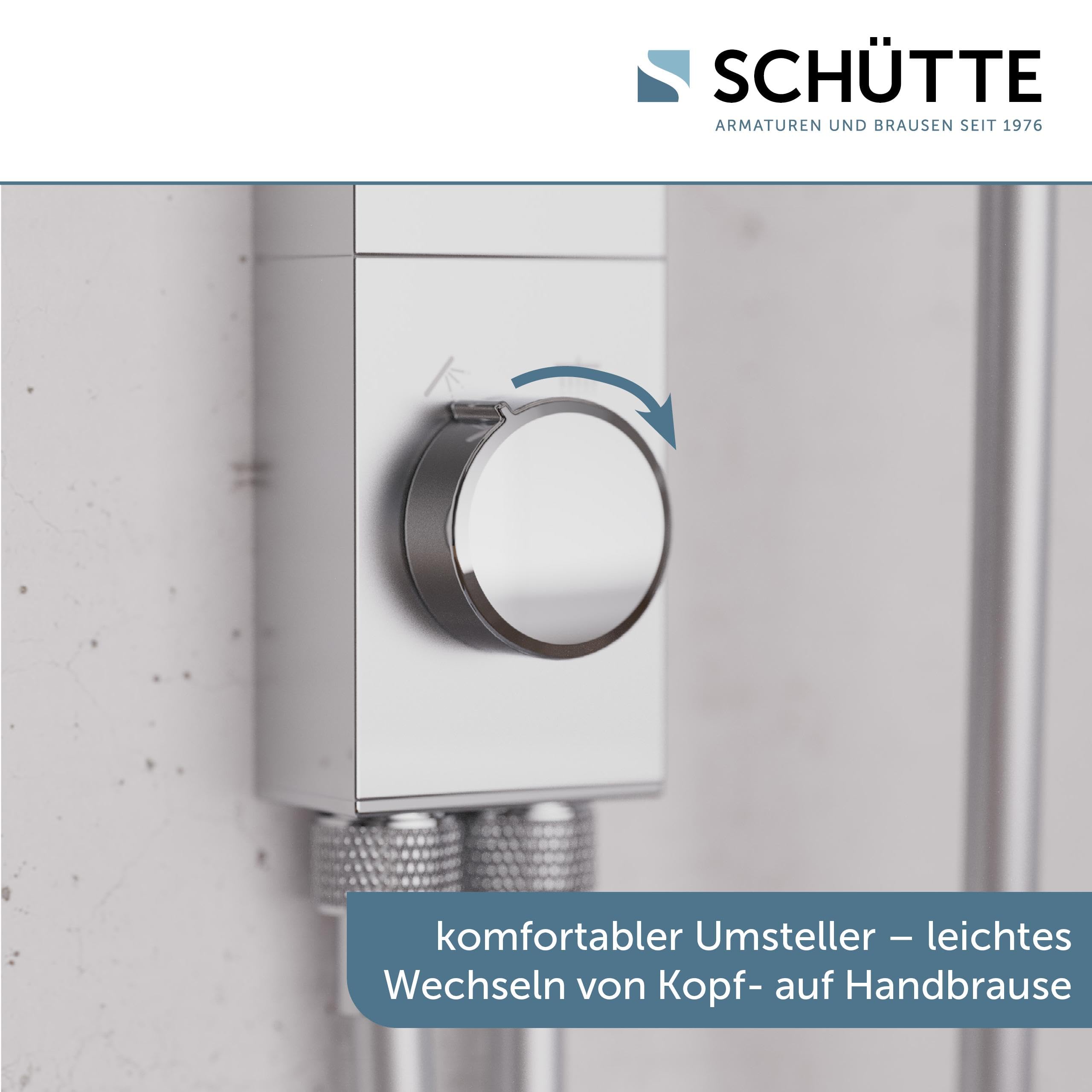 SCHÜTTE 60685 LA PALMA Duschsystem mit Regendusche und Duschsäule, 36x24 cm Edelstahl Duschkopf, Duschset ohne Duscharmatur, Duschstange mit Hand- und Kopfbrause, Chrom