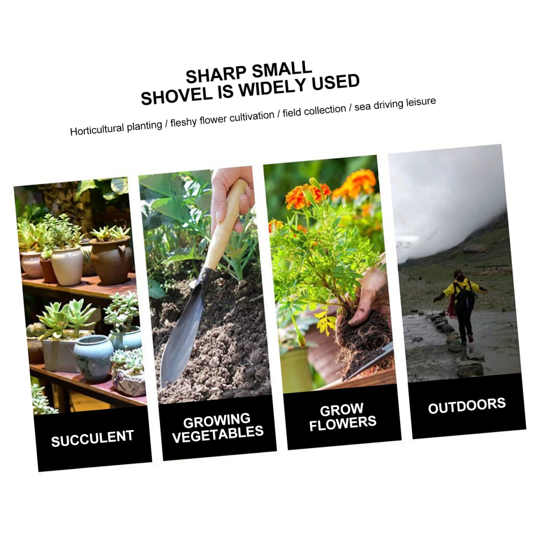 Mikikit Garden Hand Shovel Stainless Steel Trowel for Planting Digger Outdoor Garden Cleaning Strong Sharp Non-Slip Handle Design