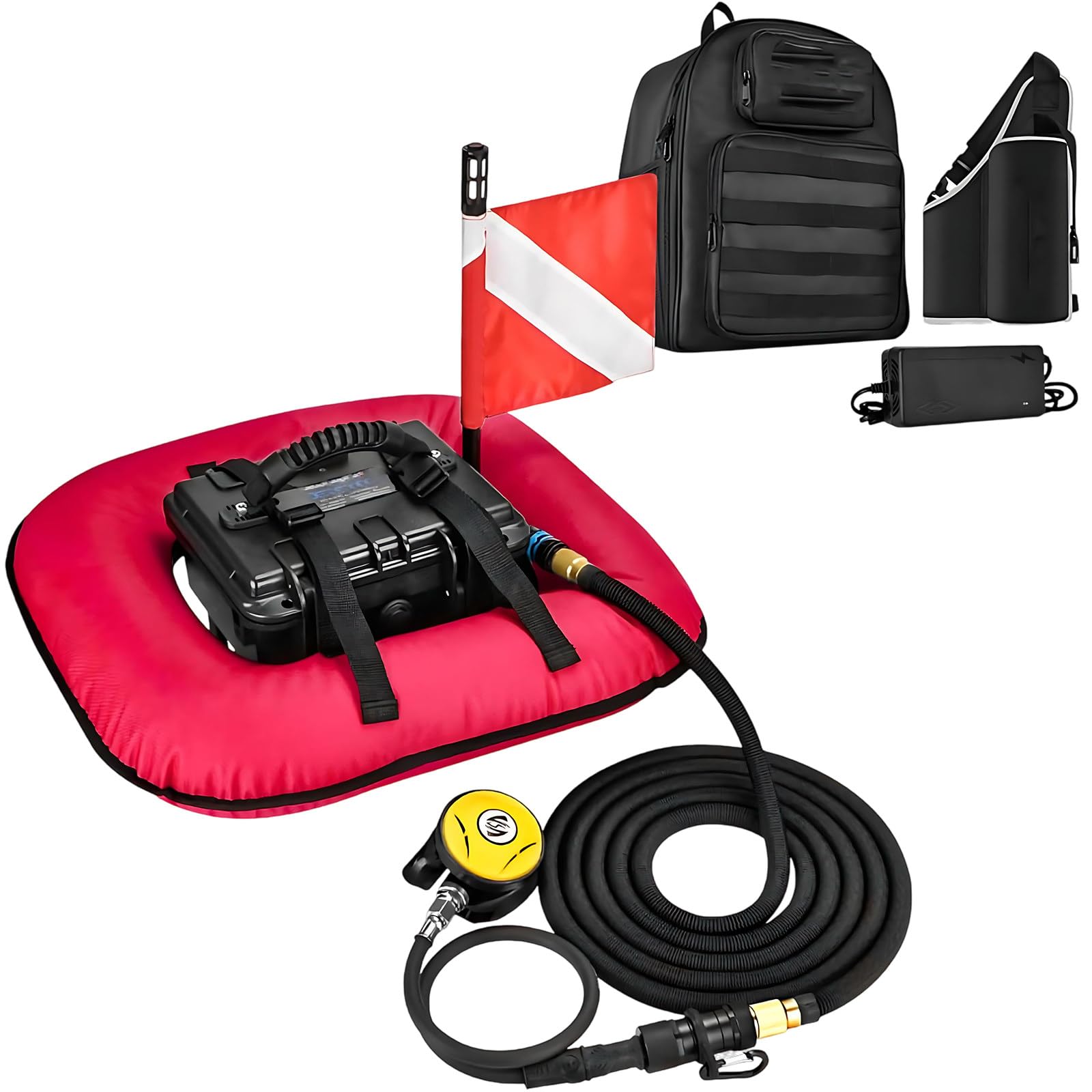 Wangyingxu Underwater Breathing Device, Maximum Diving Depth 33ft, Diving Systems, 52L/Min Air Supply, Scuba Tank Diving System, 65 Mins Dive Time, for Outdoor Diving Red-Basic