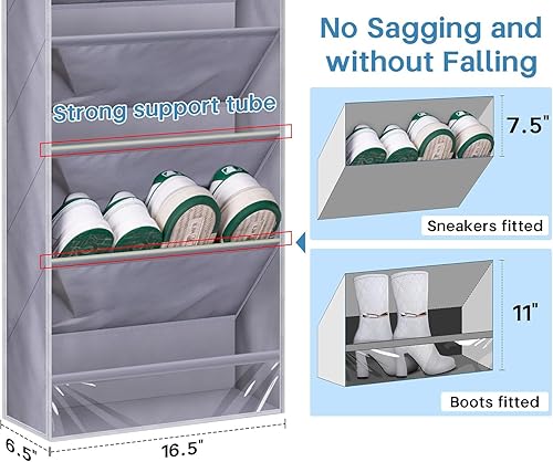 Miniatura 2 de KEETDY Organizador de zapatos para colocar sobre la puerta para zapatos grandes, organizador de zapatos grande para colgar en la puerta, organizador