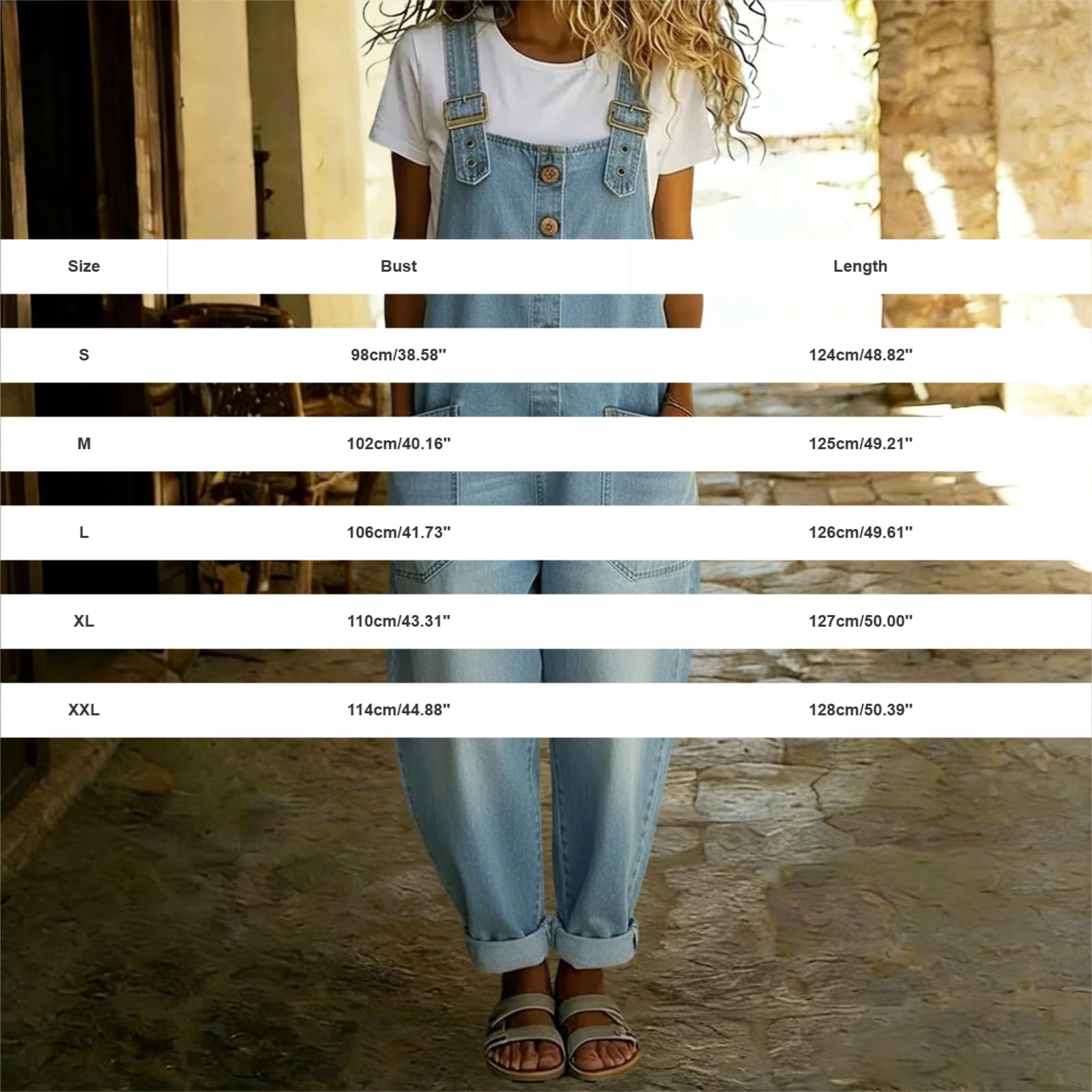 Générique Salopette En Jean Pour Femme - Sans Manches Coupe Ample Vintage En Denim De Lavé Combinaisons à Jambes Larges Conception De Boutons Et Bretelles Réglables Avec Poches Décontracté Pantalon