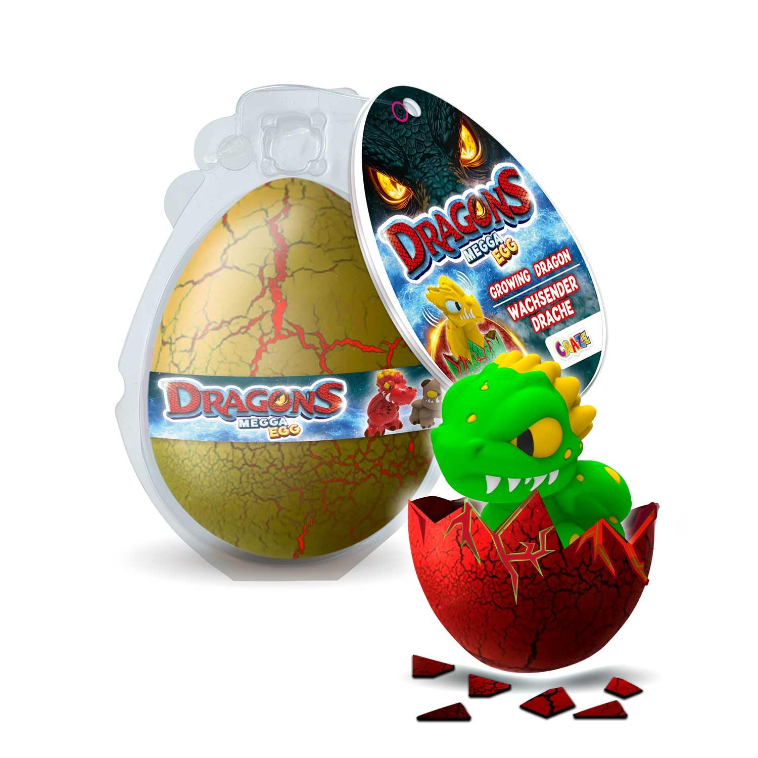 MEGGA EGG Uovo Gigante con 6 Draghi a Sorpresa che Crescono in Acqua fino a 12 cm – Giochi Educativi e Divertenti per Bambini dai 3 Anni – Ottima Idea Regalo