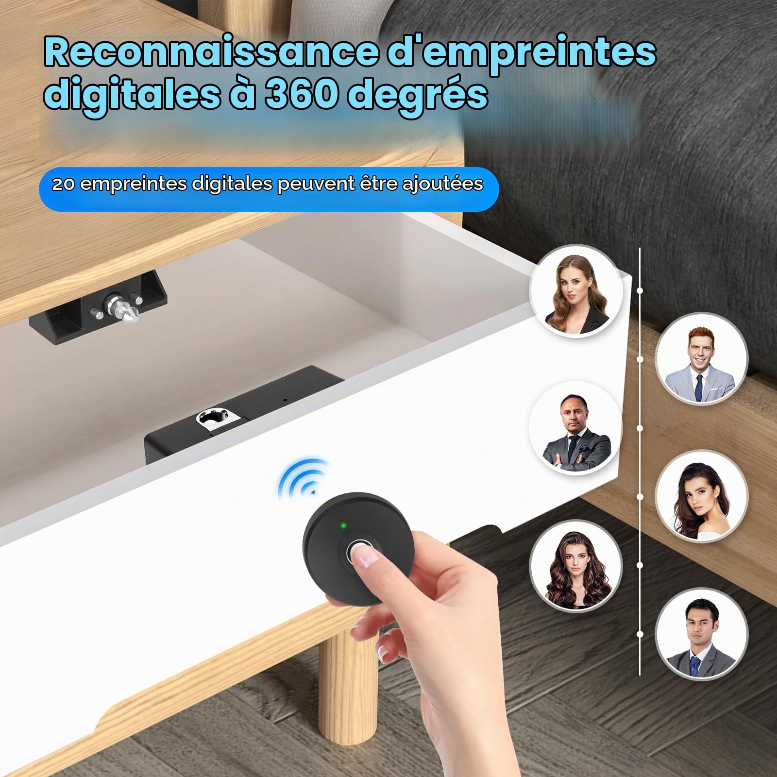 Serrure D'armoire à Empreinte Digitale Sans Clé pour Maison/Bureau | Serrure Biométrique Intelligente de Casier, Serrure à Empreintes Digitales Rechargeable USB