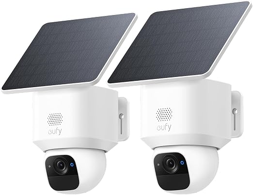 SoloCam E30 eufy: zasilanie słoneczne, obrót 360°, śledzenie AI, klarowność 2K, bezprzewodowa kamera zewnętrzna, eufy Security, kompatybilna z HomeBase S380, brak opłat miesięcznych (2 pack)