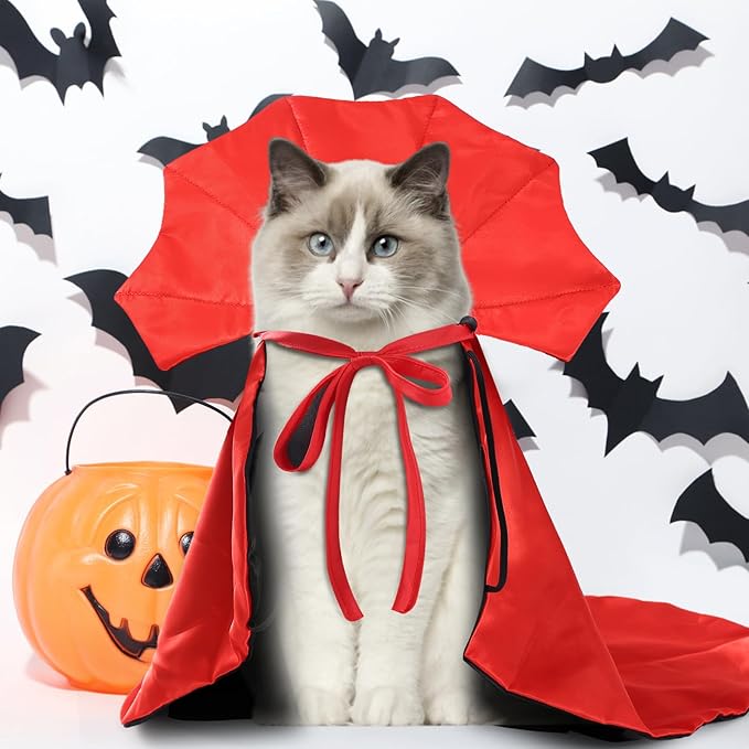 Disfraz de Vampiro para Perro y Gato, Capa Halloween GlyinnHe miniatura 5