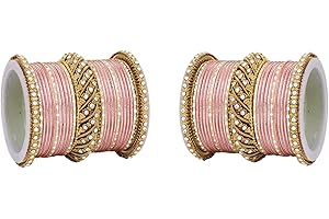 Sanara Ratna Indian Bollywood Antique Gold-Tone Crystal Stone Wedding Bangles Jewelry