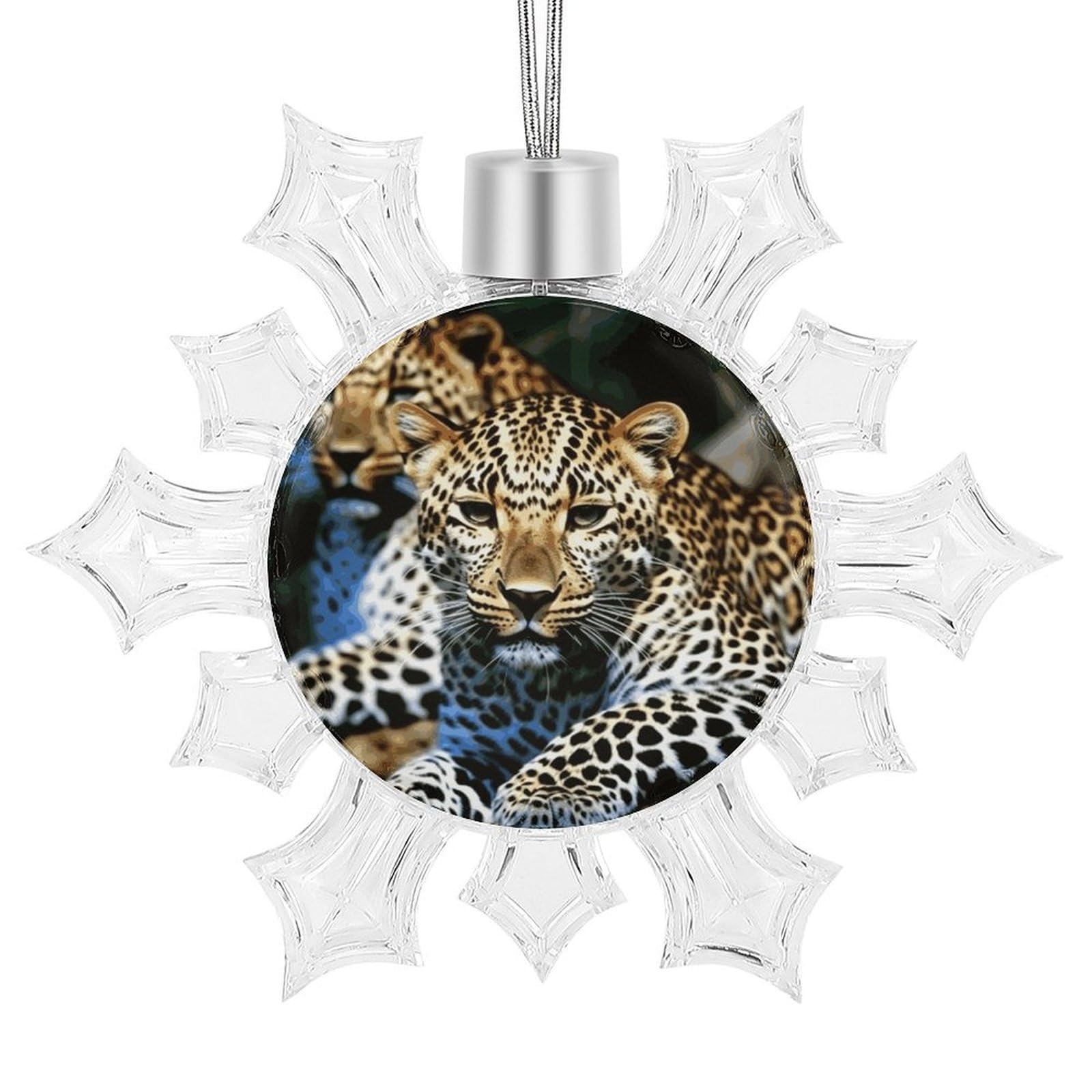 Leopard Snowflake Ornaments Cute Snowflake Pendant Exquisite Christmas Tree Ornaments for Christmas Weddings New Year Birthday Holiday Celebration