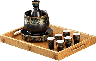 Sake Set, Saki Cups，Crafts Cup Ceramic Sake Set， Sake Set with Warmer, Traditional Hot Saka Set, Including Electric Base, Warming Mug, Sake Pot, Sake Cups and 1 Tray,6cup (Size : 6cup) (Size : 6cup)