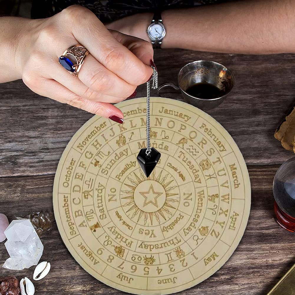 Laluky Pendule avec collier en cristal, planche de divination en bois métaphysique, kit de fournitures d'autel Wiccan pour la méditation (rose, taille : 15 cm Laluky Pendule avec collier en cristal, planche de divination en bois métaphysique, kit de fournitures d'autel Wiccan pour la méditation (rose, taille : 15 cm