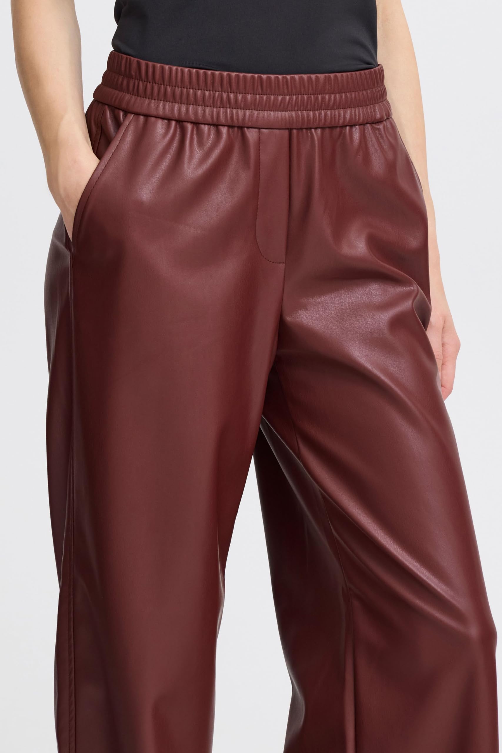 b.young BYDaja Damen Hose Lederimitat-Hose Pants mit Eingrifftaschen Gummizug Regular fit
