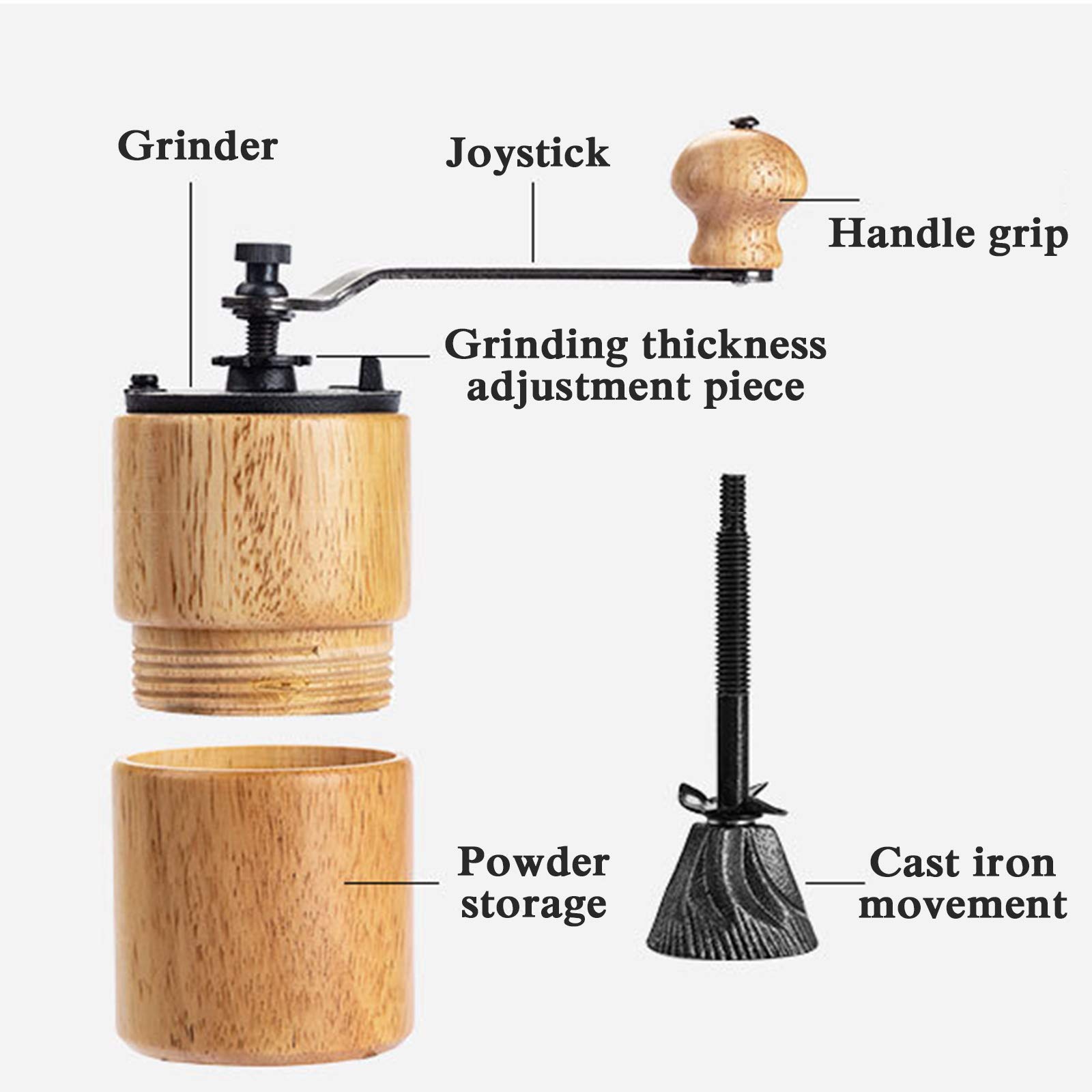 Molino De Grano Café Manual, Molino De Muela De Cerámica De Manivela, Configuración Portátil Ajustable Máquina De Molino De Café para Viajar Y Acampar,Negro
