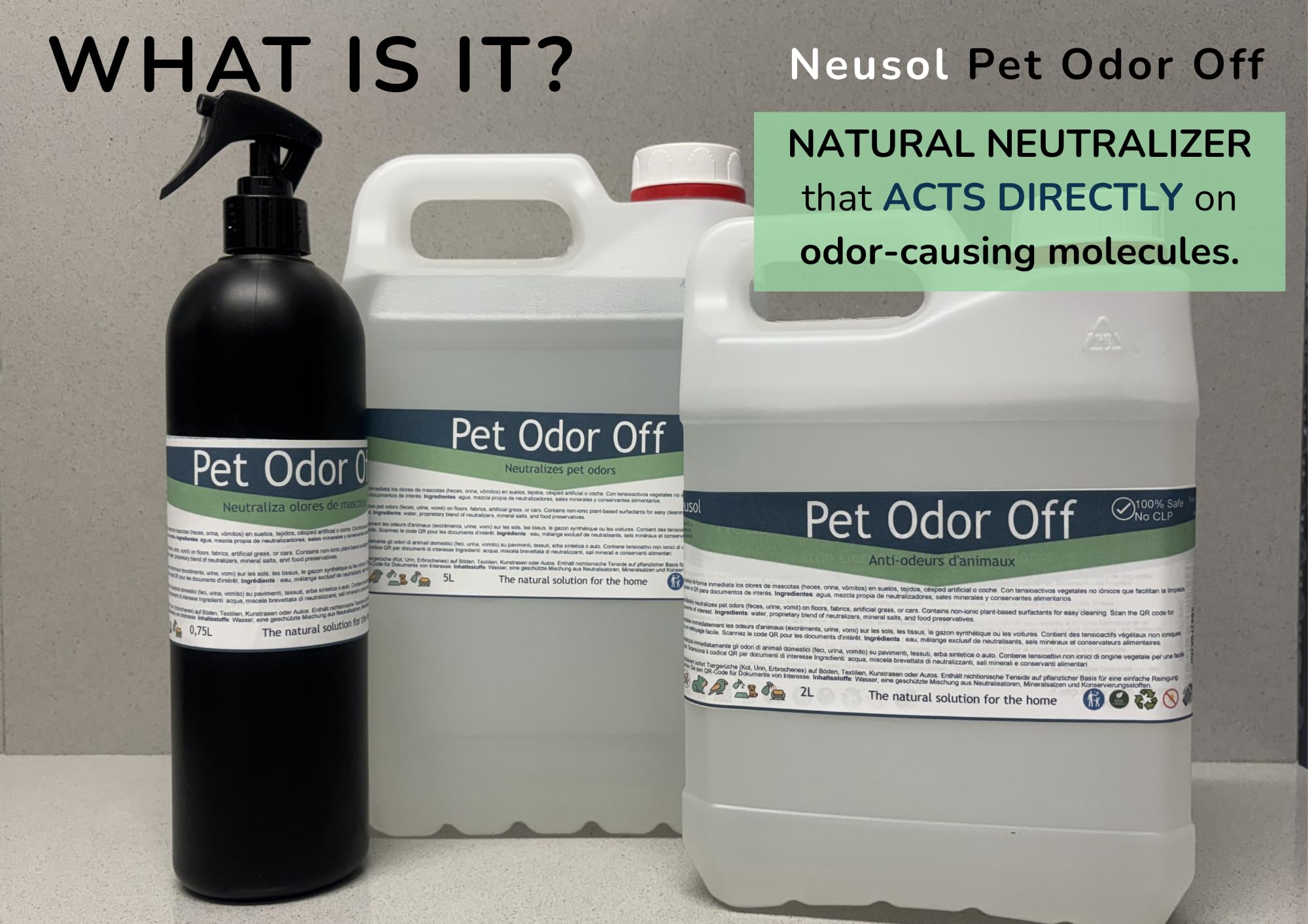 Pet Odor Off - Naturalny neutralizator | Usuwa zapachy zwierząt: mocz, wymioty, odchody itp. Na podłogach, ścianach, tekstyliach, trawnikach itp. | Bezpieczna formuła bez CLP i zapachu - 2