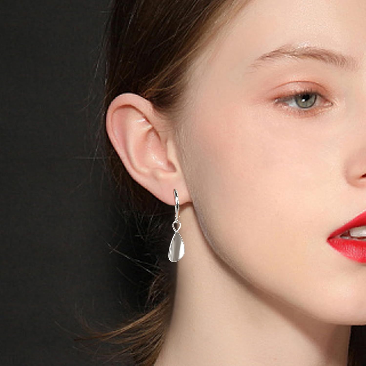 Teardrop Leverback Earrings Waterdrop Pendant Dangle Drop Earring Gold Silver Minimalist Jewelry for Women - Image 3