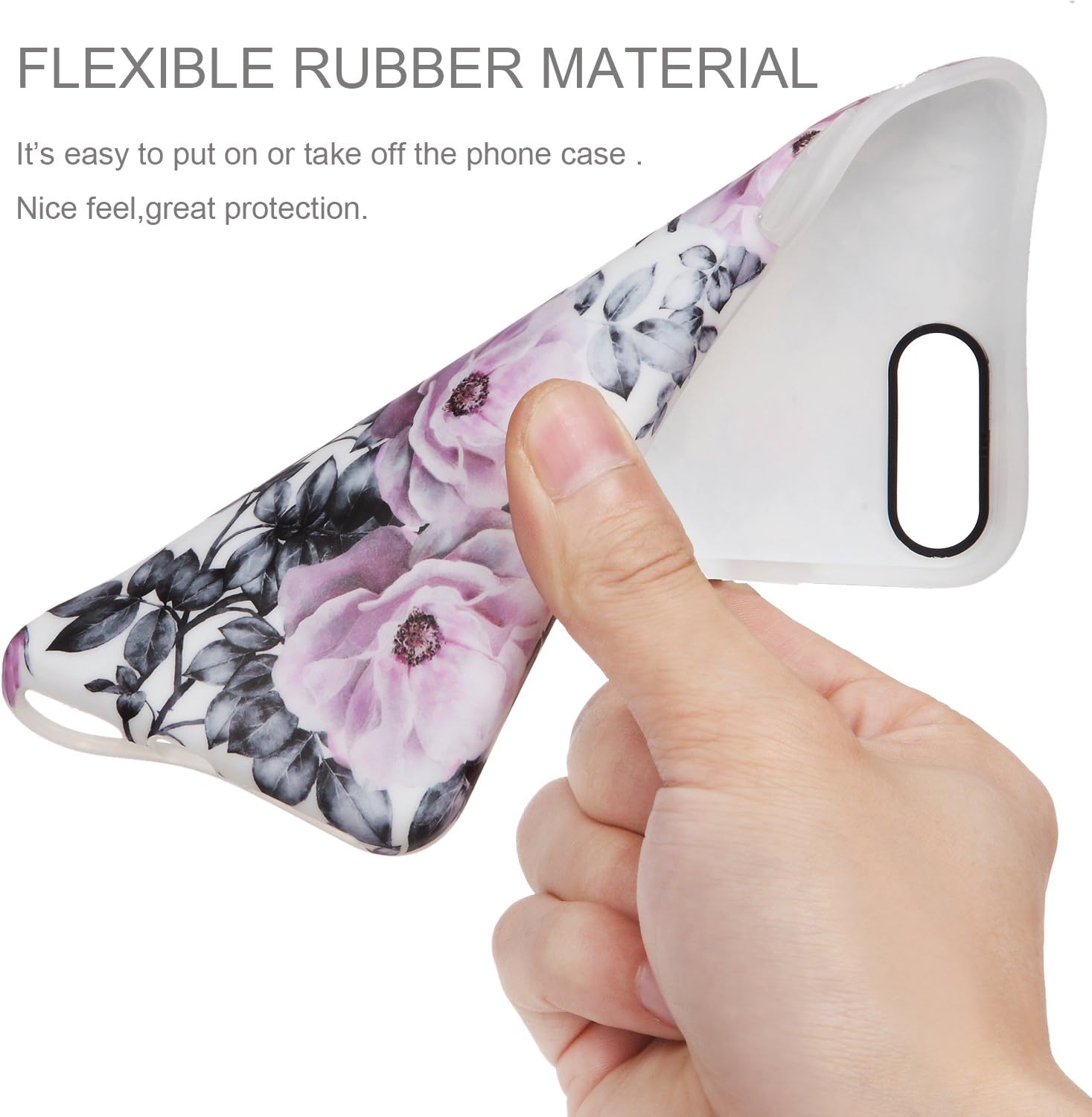 LUMARKE iPhone 7 Plus Case for Women,iPhone 8 Plus Case, Vintage Floral Slim Fit Glossy TPU Cute Clear Bumper Soft Rubber Silicone Thin Protective Phone Case Cover for iPhone 7 Plus iPhone 8 Plus