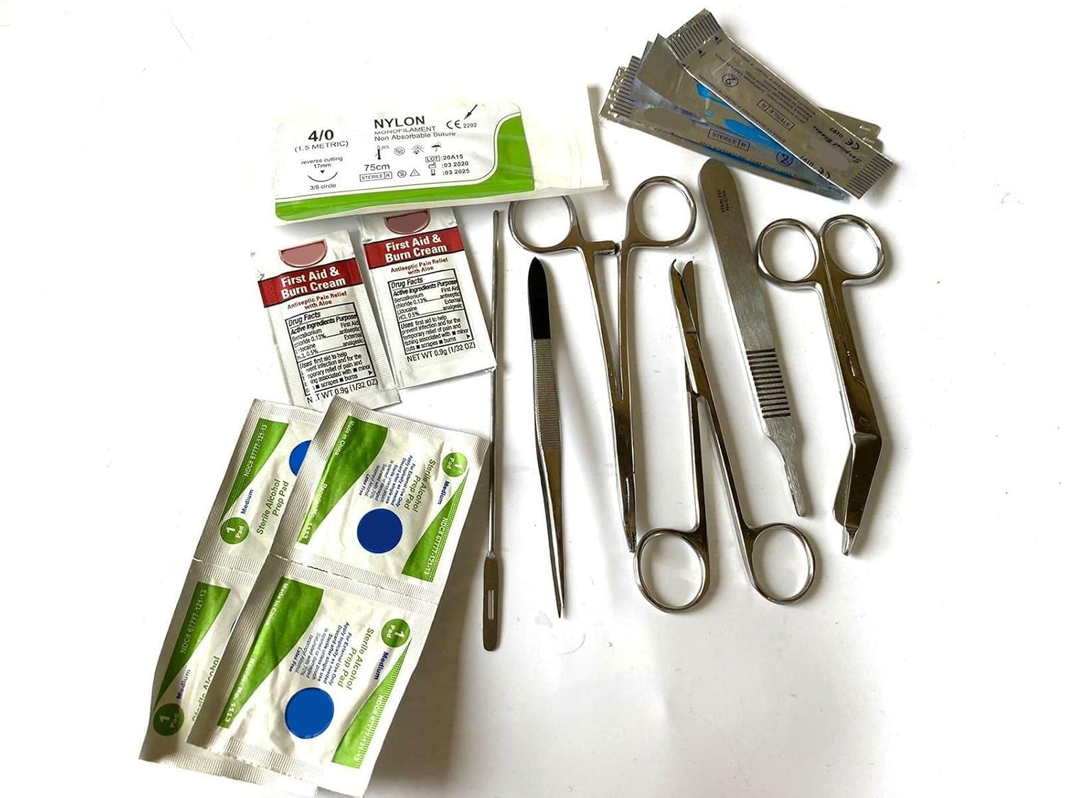 U.S. Military Surplus Medical Case Implements Forceps Hemostats Scissors Blades