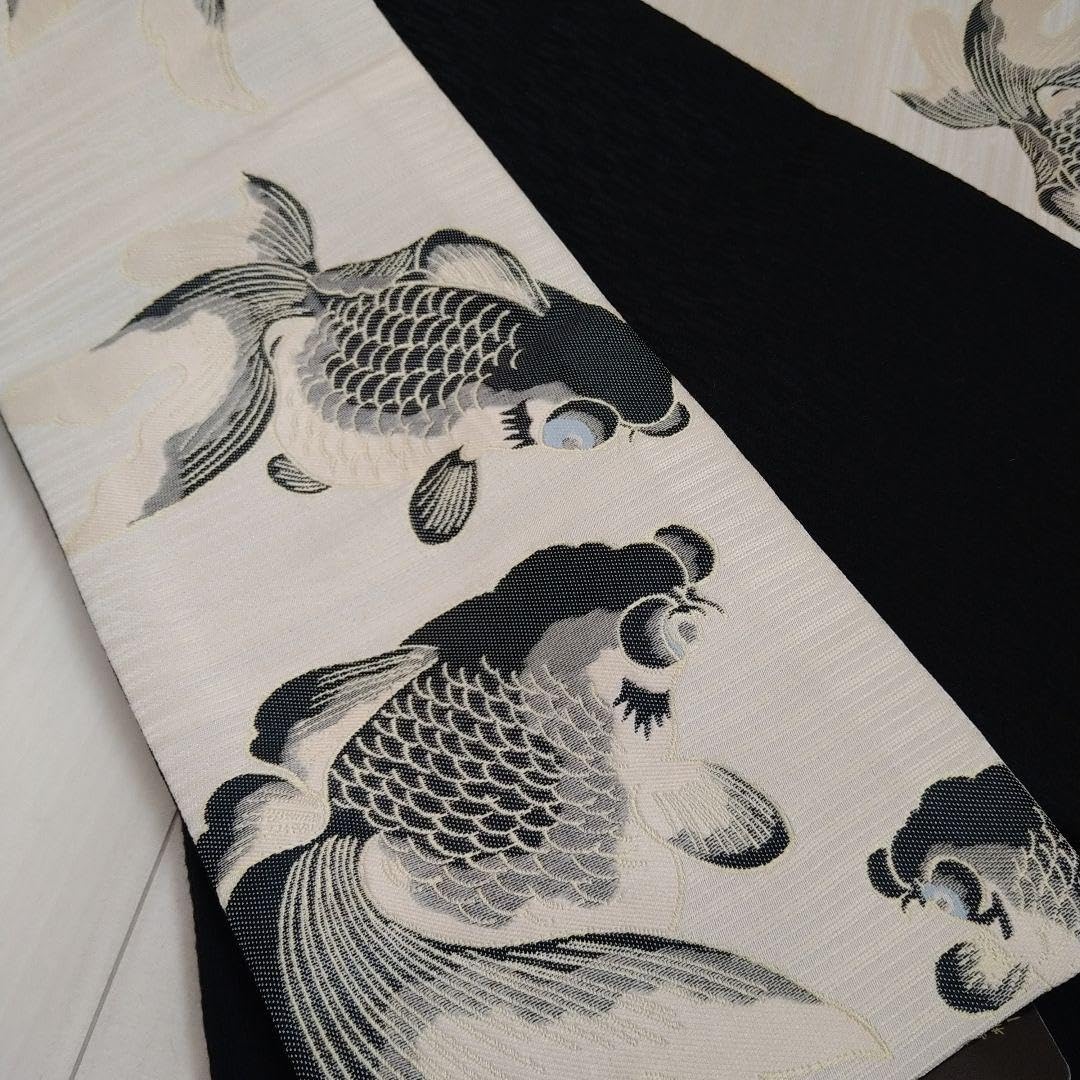 新品☆呉服屋♪綿しじら織　インパクト金魚帯　浴衣セット 新品☆呉服屋♪綿しじら織 インパクト金魚帯 浴衣セット