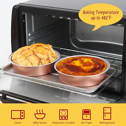 Miniatura 4 de LNYZQUS - Mini moldes para pasteles de 8 onzas con tapas, paquete de 50 moldes desechables de 4 pulgadas, moldes pequeños para tartas de papel de