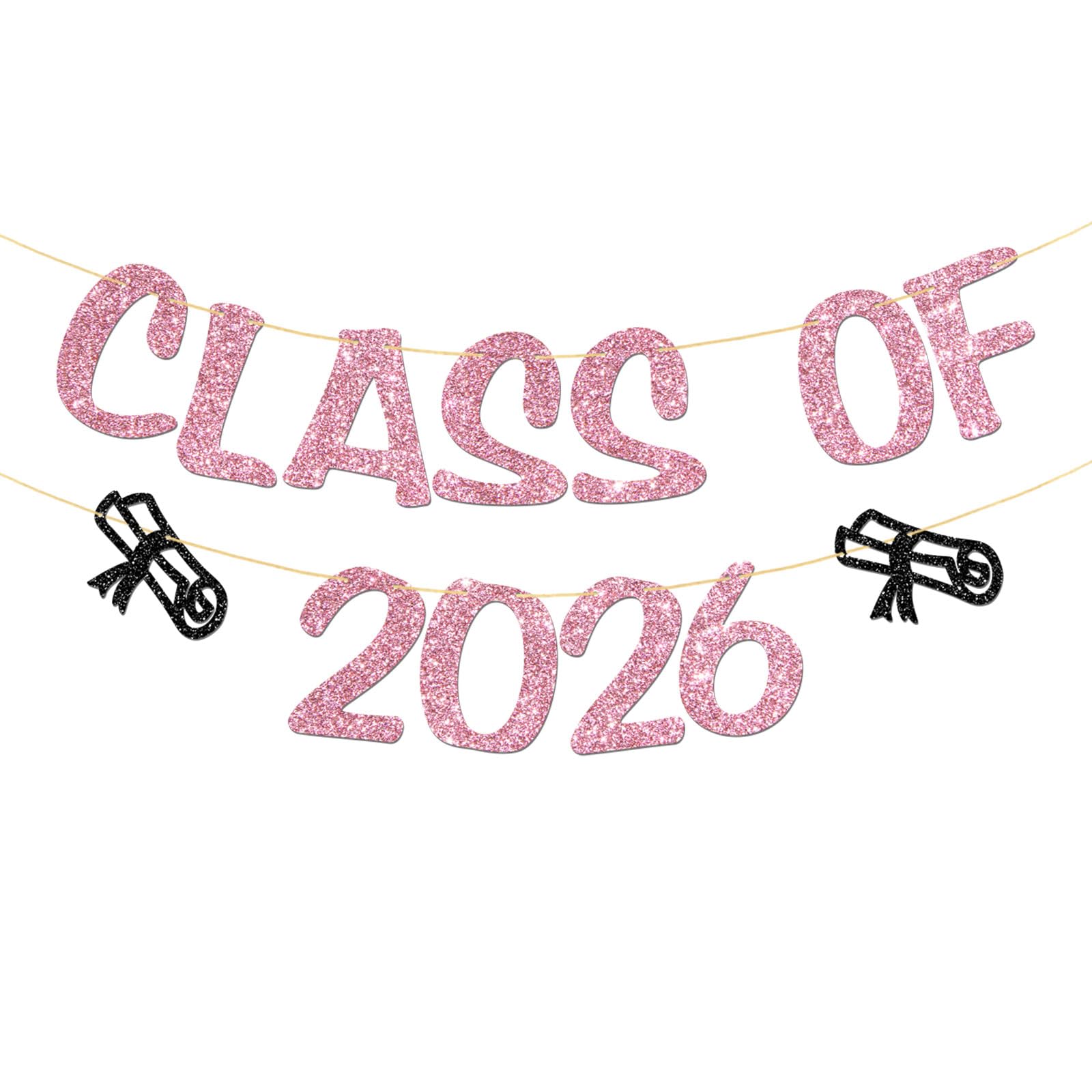Class of 2026 Banner - 2026 Grad Sign - Educated AF Party Supplies - High School College University Graduation Party Decorations - Pink Glitter — image 1