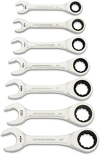 GEARWRENCH 7 Piece 90-Tooth 12 Point Stubby Combination Ratcheting Wrench, SAE | 86858