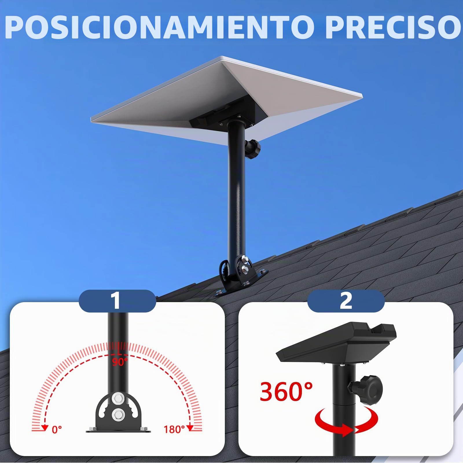 Kit de montaje de techo Starlink Gen 3 ajustable de 180° compatible con Gen 3 / V3, montaje en poste Starlink con adaptador de tubo Gen 3