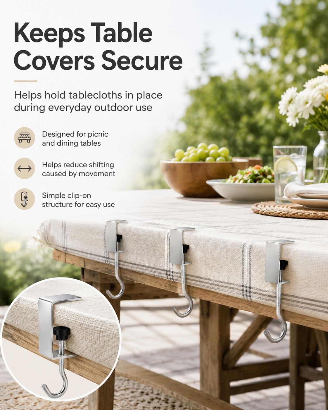 12 Pack Adjustable Metal Tablecloth Clips for Outdoor Tables image 2