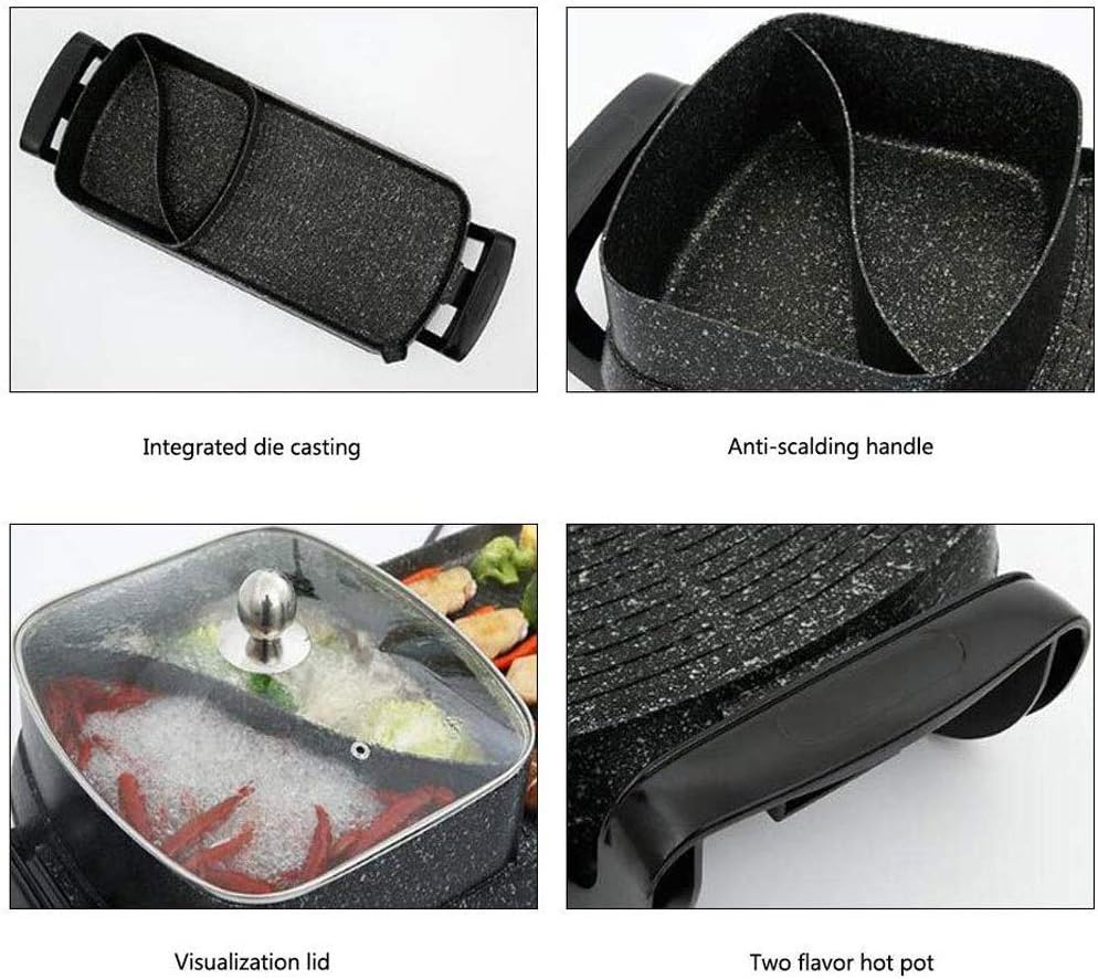 Hot Pot with BBQ, Electric Barbecue Grill Super Large Household Baking Tin Skillet, Suitable for 5-6 Person Family Gatherings
