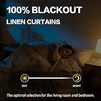 Vista 7 de Keqiaosuocai - 2 paneles de cortinas completamente opacas, de lino, con pestaña trasera, estilo rústico de granja, para sala de estar o casa