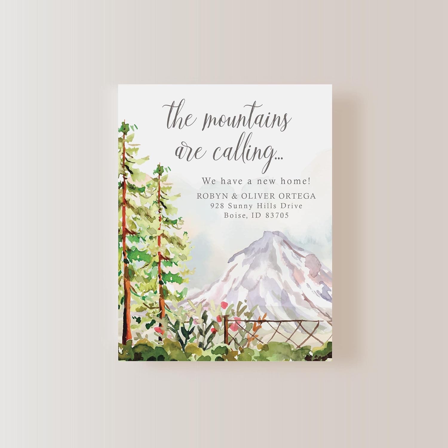 Mountain Moving Announcement Cards, New Address Cards, Flat 4.25x5.5 Personalized Moving Notecards with Envelopes