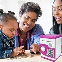 Vista 6 de Alcancías electrónicas para niños, gran juguete de regalo para niños y niñas, caja de ahorro de dinero con contraseña, regalo perfecto para niños