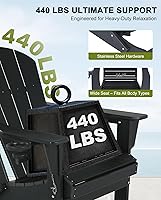 Vista 6 de Sillas Adirondack plegables – Silla Adirondack de plástico con soporte para tazas, sillas para exteriores resistentes a la intemperie