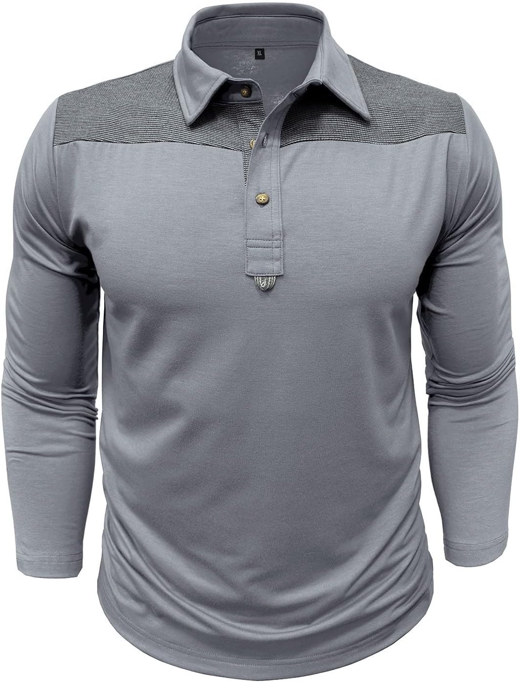 Men's Long Sleeve Polo Shirt Button Front Collared Loose Fit Soft Shirts Business Casual Fall Winter Layering Tops