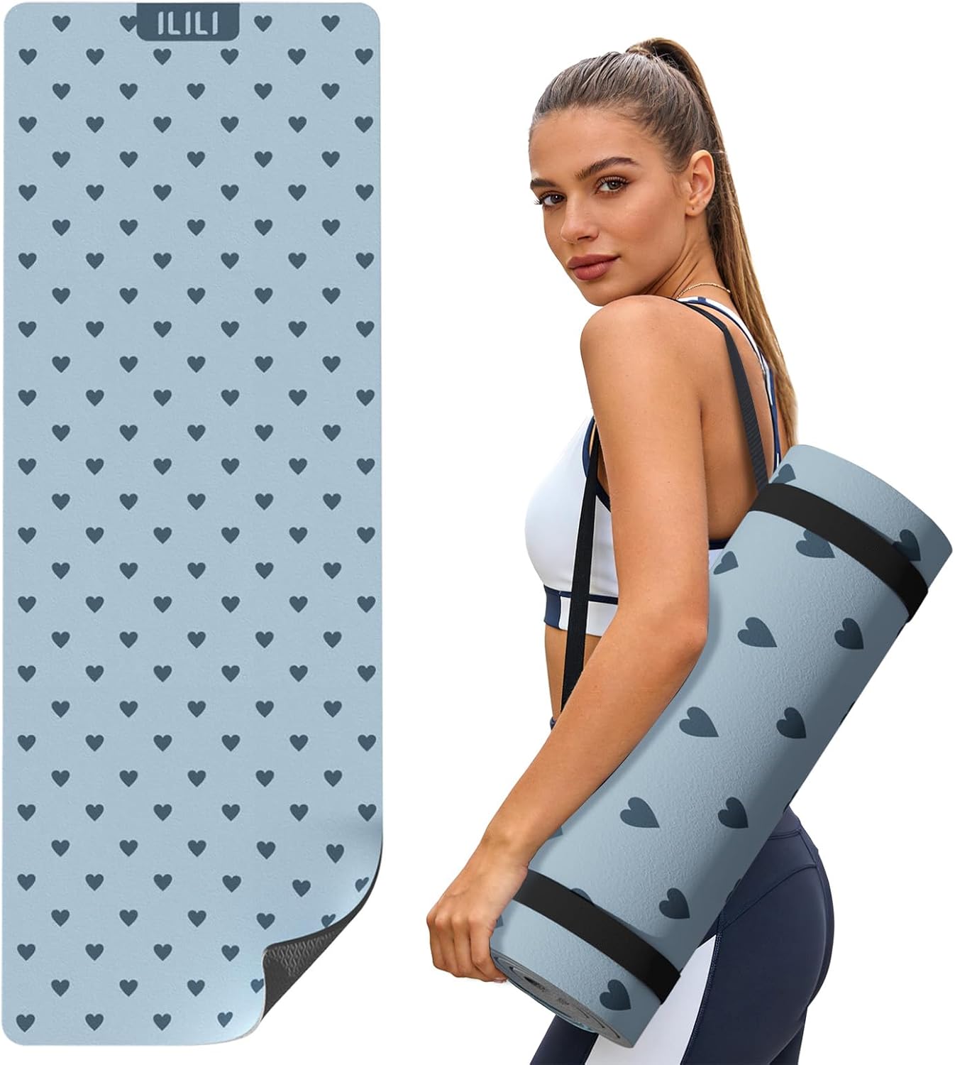 ILILI Yoga Mat 10mm Thick, Suede&TPE Exercise Mat, 76"L*28"W Extra Long, 0.4 Inches Soft and Comfortable, 193*70cm Fitness Mat with Strap, Portable for Yoga, Pilates, Floor Exercise, Home and Outdoor Use, Eco Friendly