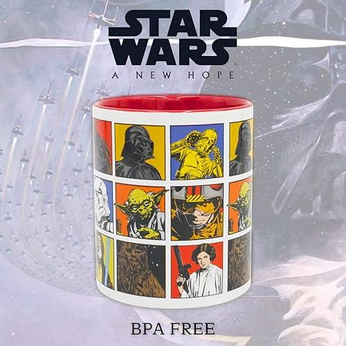 Miniatura 6 de Silver Buffalo Star Wars Episodio 4 - Taza de cerámica con cuadrícula de personajes, 14 onzas