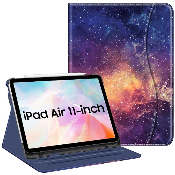 FINTIE Custodia compatibile con iPad Air 5a generazione (2022) / iPad Air 4a generazione (2020) 11,9 pollici, visualizzazione multi-angolo Folio Stand Cover con tasca, Auto Sleep/Wake, Galaxy
