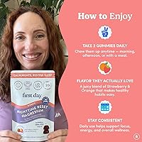 Vista 8 de First Day Gomitas de magnesio calmantes Nighttime Reset para mujer – Ayuda para dormir apoya el descanso pacífico, estado de ánimo equilibrado