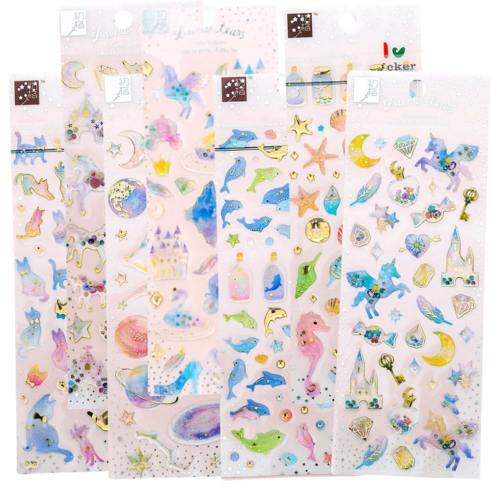 Amazon.co.jp: moin moin シール ステッカー 7種セット ぷっくり 3D