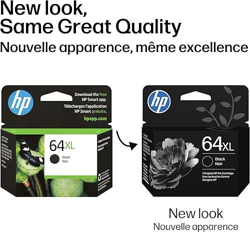 Vista 3 de HP Cartucho de tinta negro de alto rendimiento 64XL Funciona con Envy Inspire 7250e, 7950e; Envy Photo 6200, 7100, 7200, 7800, 7900; Serie Tango