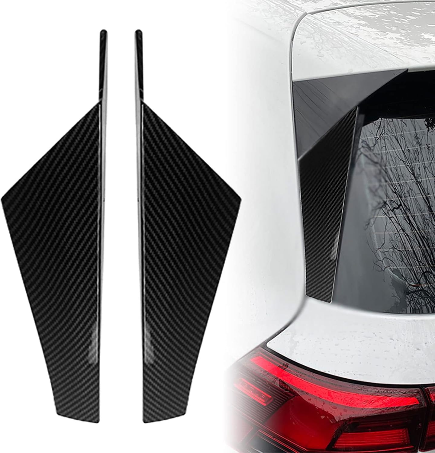2pcs Car Rear Window Spoiler Side Wing for Volkswagen Golf 8 Mk8 2020-2021 Exterior Styling Body Kit Black Gloss Black