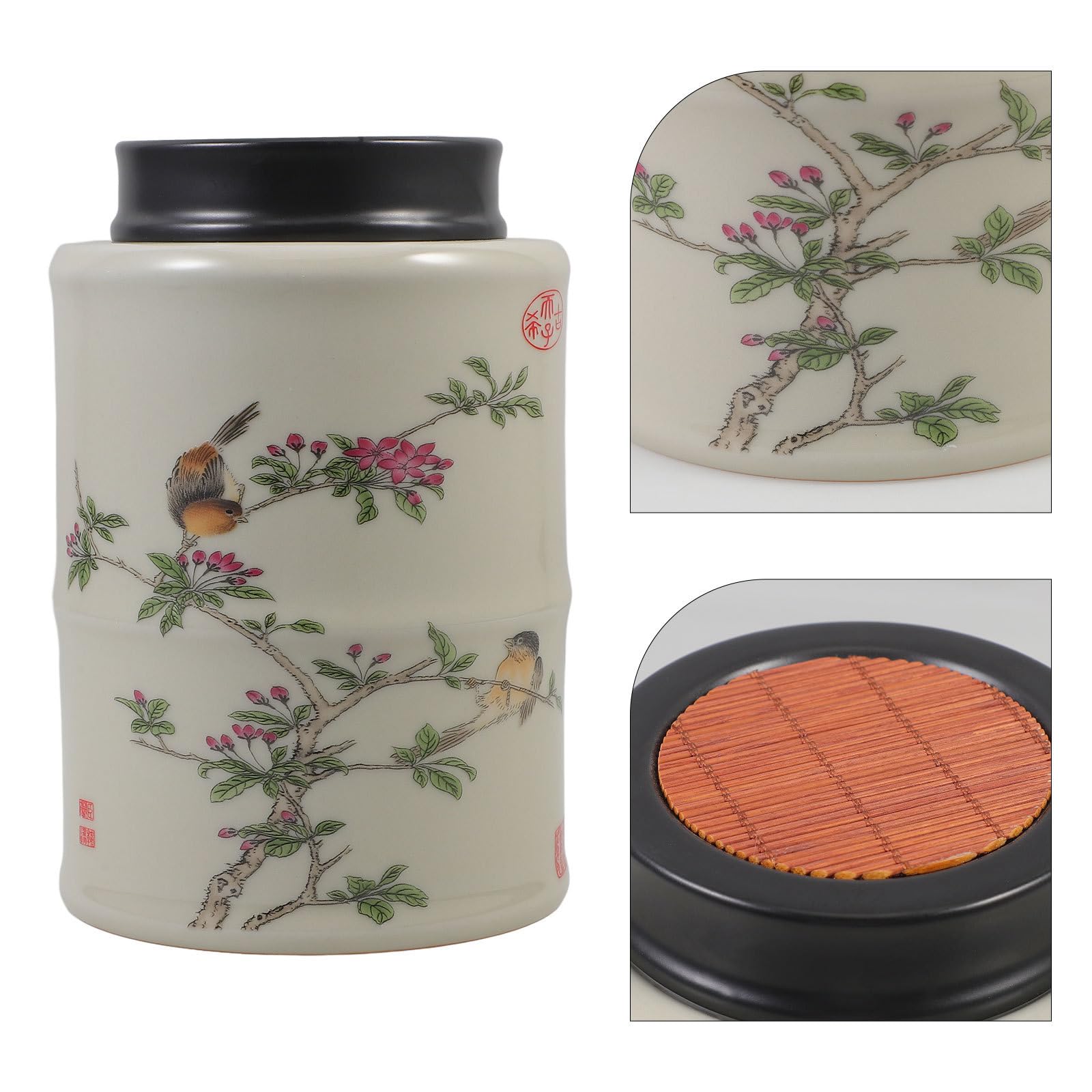 SOLUSTRE Barattolo in Ceramica Ermetico da 250ml con Coperchio per Conservare Tè e Alimenti Secchi, per Cucina e Decorazione da Tavolo