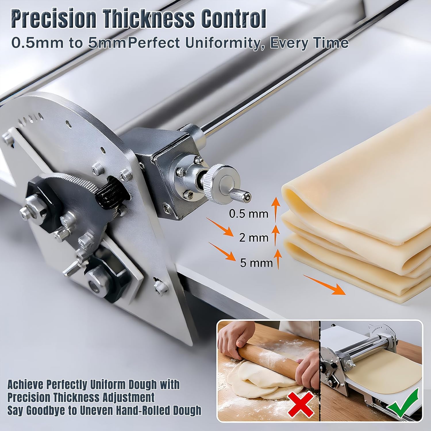 Commercial 110V Electric Dough Sheeter Machine, Reversible Puff Pastry Sheeter And Fondant Roller, Dough Roller, Adjustable Thickness 0-25mm, Folding Dough Sheeter For Bakeries, Pastries,（22.7"）